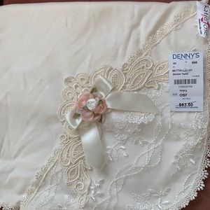 Christening Receiving blanket trimmed with lace
